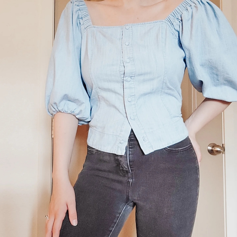 Denim button up blouse
